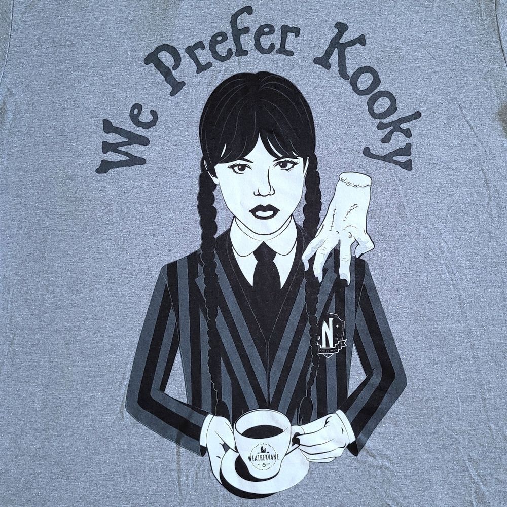 Mad😡 Engine Global🌎 LLC Wednesday Addams "We Prefer Kooky" Graphic Tee👕 - Picture 8 of 11